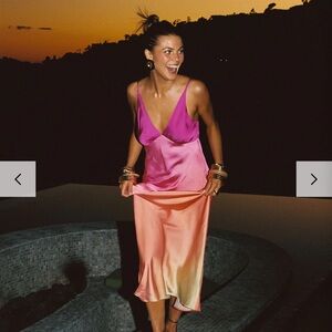 12th Tribe Mirabella Pink Satin Sorbet Maxi Dress